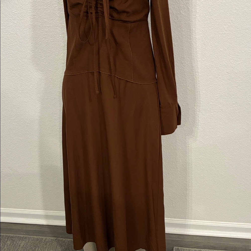 Moon River Chocolate Long Sleeve Dress